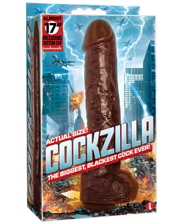 Icon Brands Cockzilla Male Dildo, ~17" SensaFlesh – Black