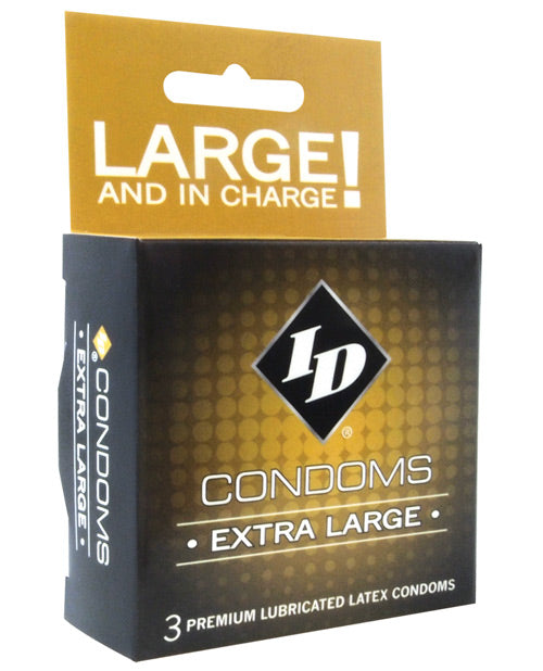 ID Lubricants IDDCXLP3C4 Extra Large Condoms, Box of 3, Latex