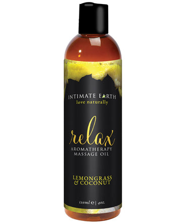 Intimate Earth 009/120IE Relaxing Massage Oil, 120ml Coconut & Lemongrass