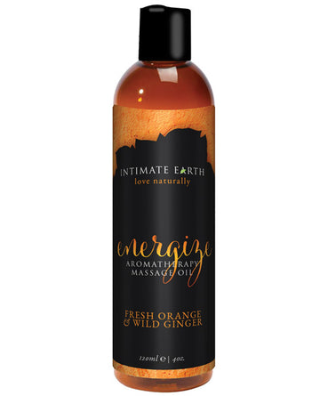Intimate Earth 010/120IE Energizing Massage Oil, 120ml Orange & Ginger