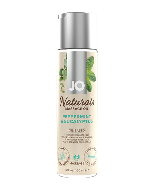 System JO 40127 JO Naturals Massage Oil, Peppermint & Eucalyptus, 4 oz