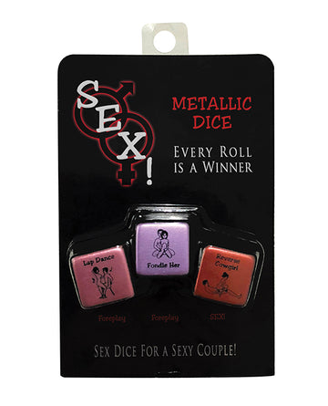 Kheper Games BG.R122 Metallic Sex Dice, Metal, 3 Dice, Multilingual