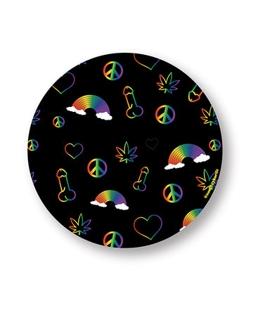 Kush Kards NS-RAINBOWPENIS Rainbow Penis Naughty Sticker, 3" x 3", Pack of 3