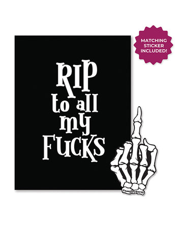 Kush Kards Halloween Rip Fucks Greeting Card, Blue/White