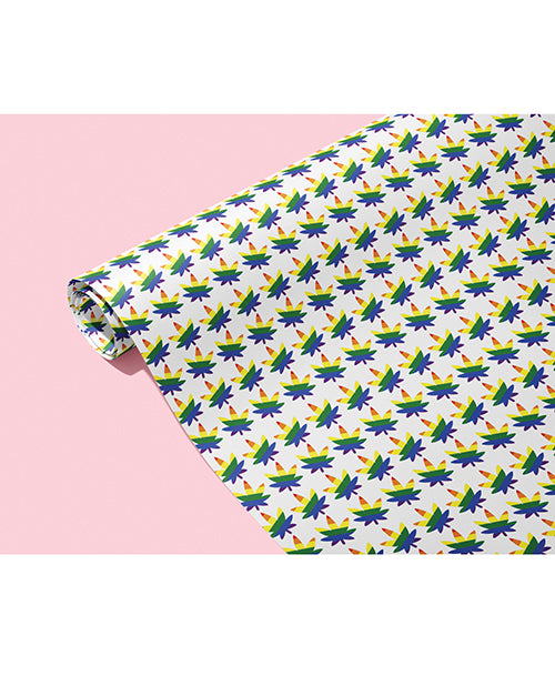 Kush Kards WP-RAINBOWLEAF Rainbow Pot Leaf Wrapping Paper, 3 Sheets