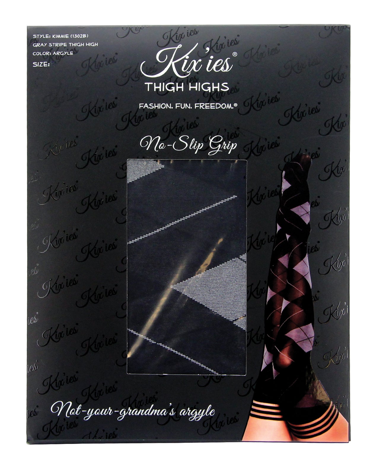 Kix'ies Kimmie Argyle Thigh-High Tights, Size A, Black