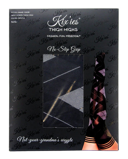 Kix'ies Kimmie Argyle Thigh-High Tights, Size A, Black