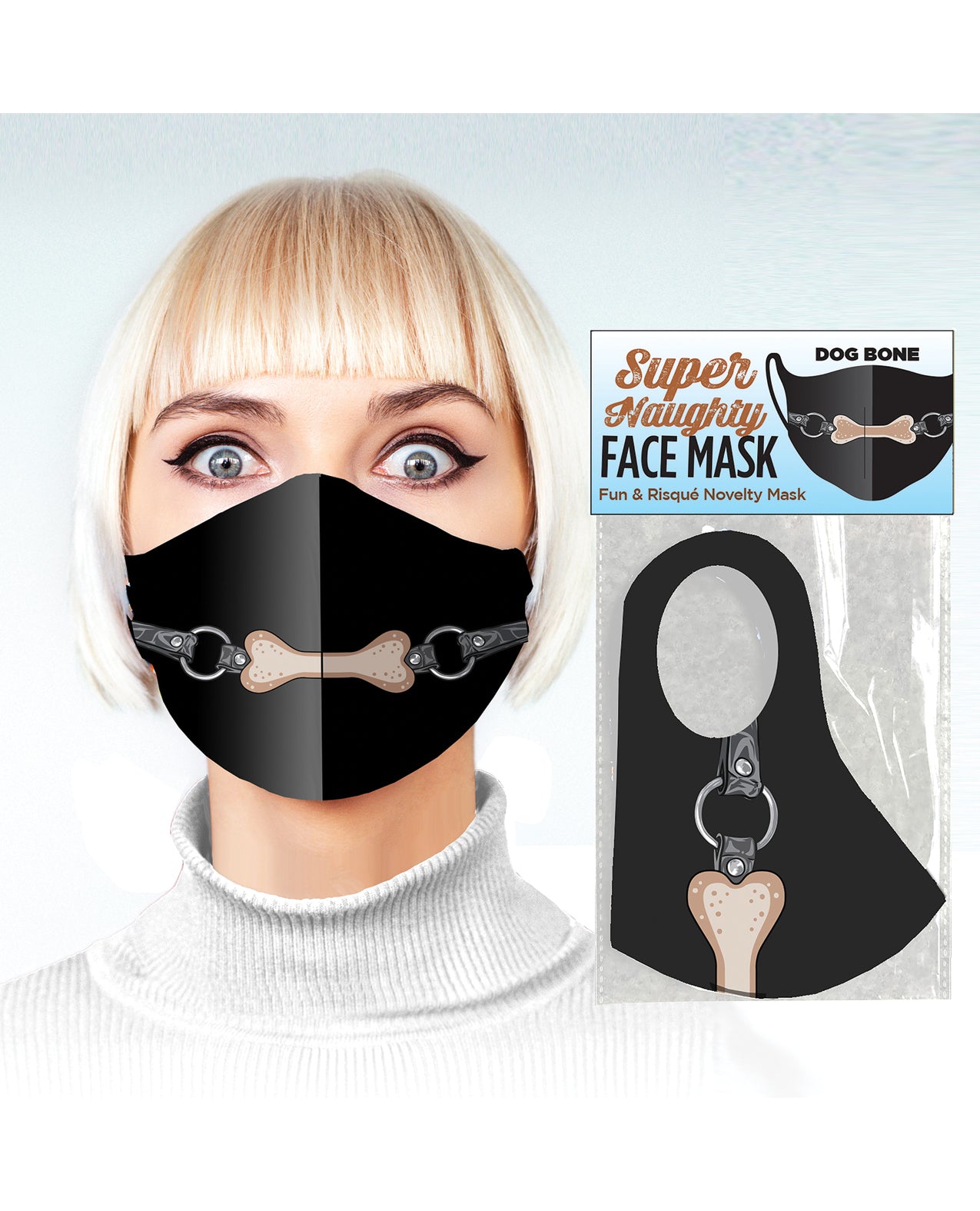 Little Genie and Candyprints CP.1023 Doggy Bone Mask, Black Polyester/Spandex