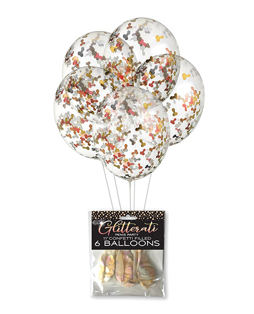 Little Genie CP.1032 Penis Party Balloons, 6-Pack, 11-Inch Glitter Confetti