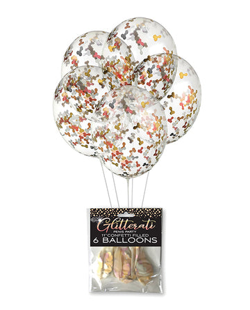 Little Genie CP.1032 Penis Party Balloons, 6-Pack, 11-Inch Glitter Confetti