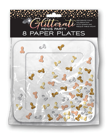 Little Genie and Candyprints CP.1036 Glitterati Penis Paper Plates - 7-Inch