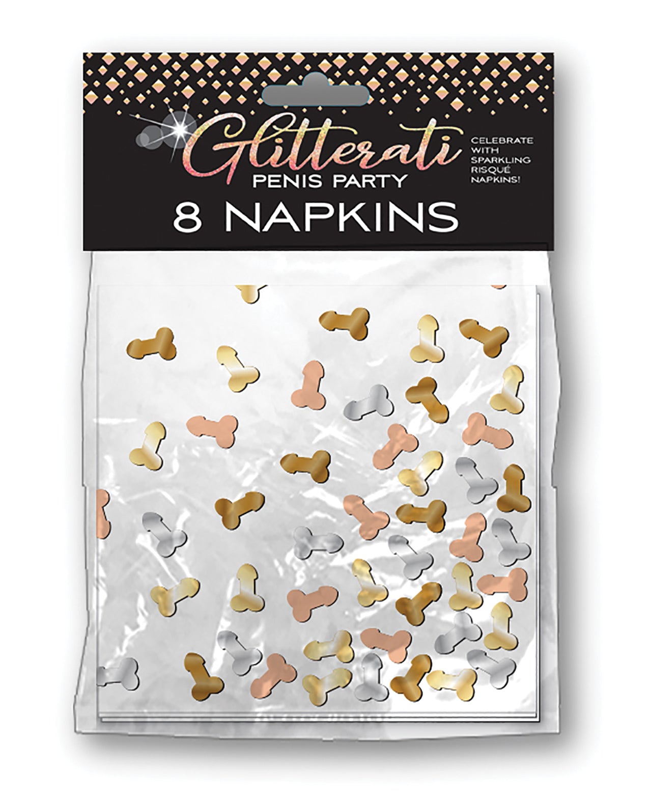 Little Genie CP.1037 Glitter Penis Napkins, 7-Inch, 2-Ply, 8-Pack