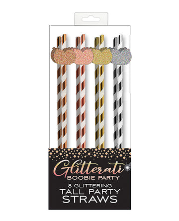 Little Genie CP.1072 Glitterati Boobie Party Tall Straws, Pack of 8