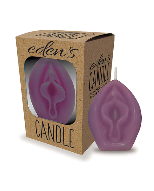 Little Genie Eden's Vagina Candle, 3-inch Vanilla Scent, Eggplant Purple
