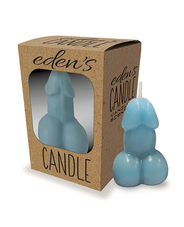 Little Genie Eden's Penis Candle, 3-inch, Vanilla Scented – Blue