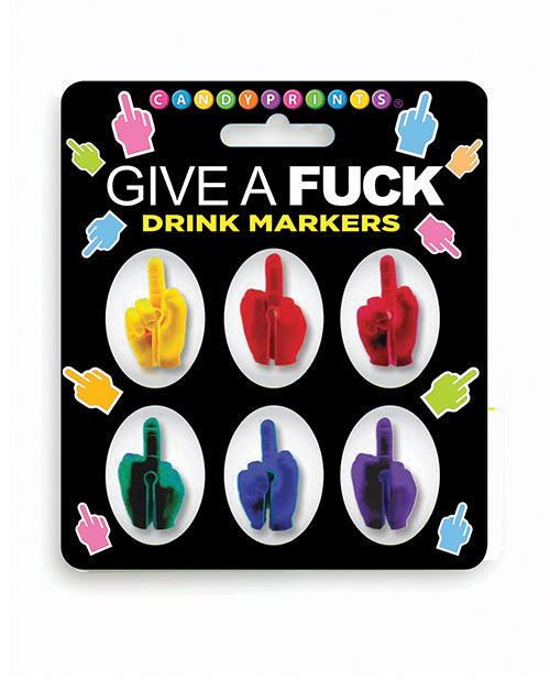 Little Genie FU Finger Cocktail Markers, 1-Inch, Reusable Silicone (6-Pack)