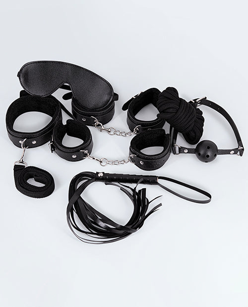 Male Power 800-466 Lust PU Leather 7 Piece Bondage Set - Black