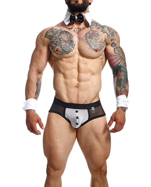 Male Basics MBLN04 S MOB Maitre D Brief, Black/White, Small