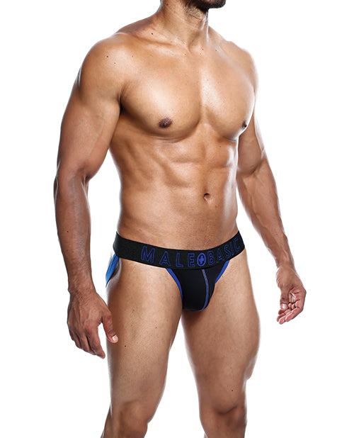 Male Basics MBN04 Royal SM Neon Jockstrap, Royal, Nylon Spandex