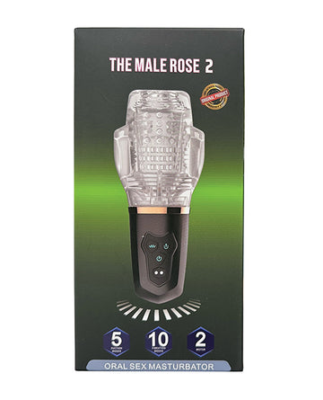 The Male Rose 2 Sucking & Vibrating Blow Job Sucker, Black, 10 Vibration Modes