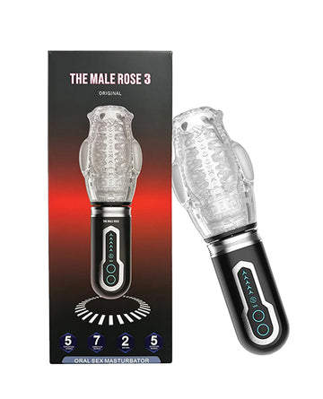 The Male Rose themalerose3 Oral Sex Masturbator, Black, 3-in-1