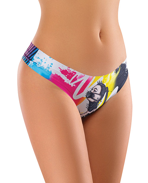 Mememe CCM-23 Cabal Margot Printed Thong, Cotton Blend, Large