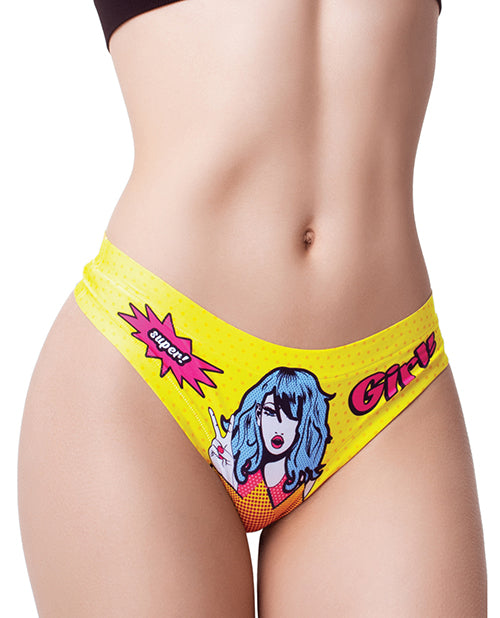 Mememe CFY-23 Printed Thong, Cotton Blend, Large (Hips 39-41")
