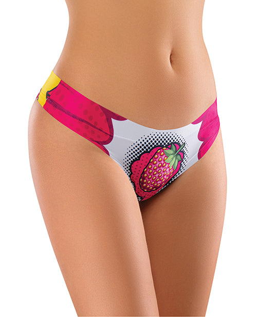 Mememe CIK-23 Intrigue Kissberry Printed Thong - Size Large