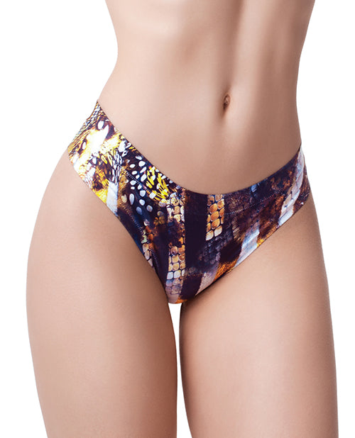 Mememe GWS-24 Snake Print Thong, Cotton/Polyester Blend, XL