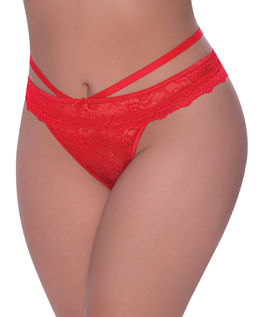 Magic Silk P400 RED QN Peek-a-Boo Cheeky Panty, Red, 1SZ Queen