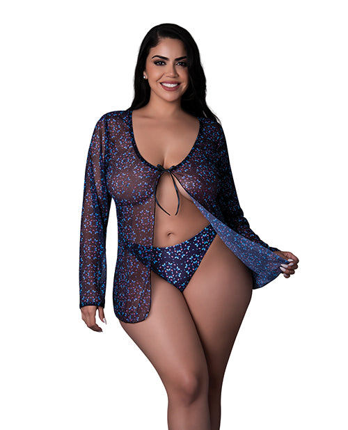 Magic Silk Hazy Dayz Butterfly Tie Front Top & Thong Set, Blacklight Reflective