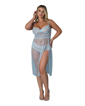Magic Silk M415 QN Chemise & Boy Short Set, Light Blue, Queen Size
