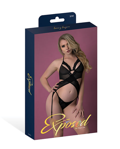 Rush Merry Widow & Panty Set - Black L/XL