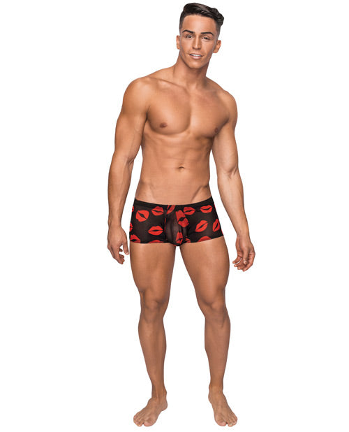 Male Power 145-232 BR XL Stretch Mesh Mini Short, Black/Red XL
