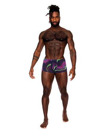 Male Power 145-278 MULTI LG Galactic Sheer Mini Short, Multi Color