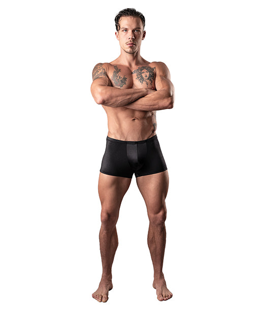 Male Power 153-076 Black SM Satin Lycra Boxer, Size Small