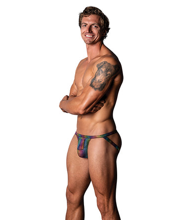 Male Power Pack & Play Jock with Front Condom Pouch, Rainbow S/M