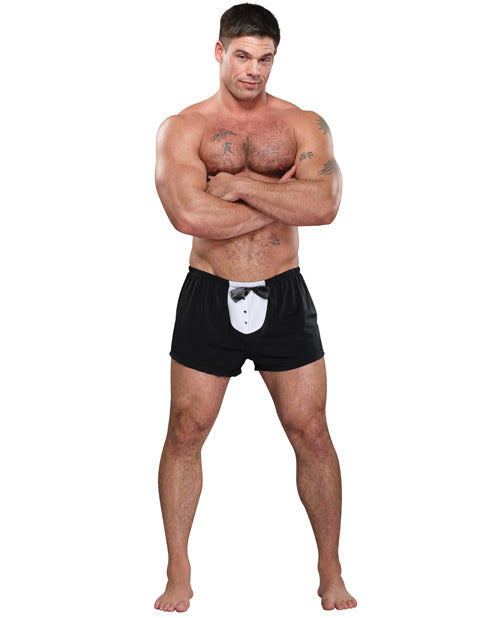 Male Power PAK-714 AS1S Tuxedo Crotch Novelty Boxer, Black