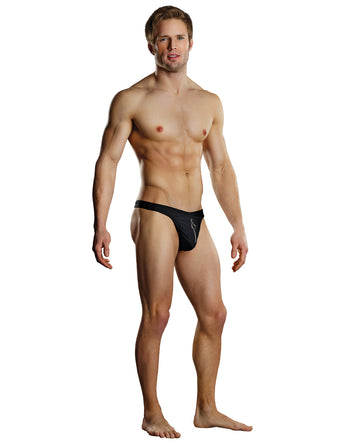 Male Power PAK-818 BKSM Zipper Thong, Black, S/M, Nylon/Spandex