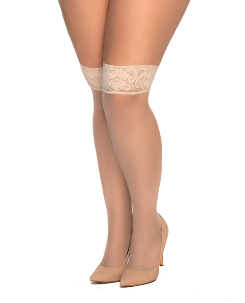 Mapale 1101X NDE O/SX Mesh Thigh High Stockings, Nude, One Size Plus