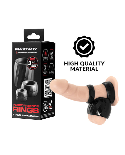 Maxtasy Performance Rings, Black 3-Piece Set – Phthalate-Free TPE