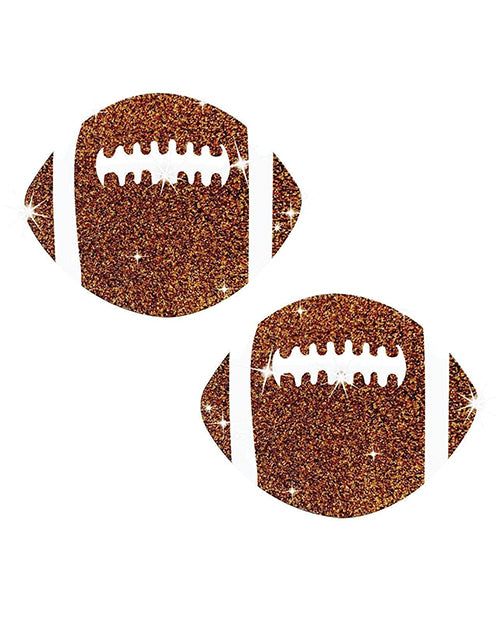 Neva Nude WHI-FB-BRN Glitter Football Pasties, Brown One Size