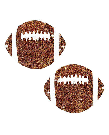 Neva Nude WHI-FB-BRN Glitter Football Pasties, Brown One Size
