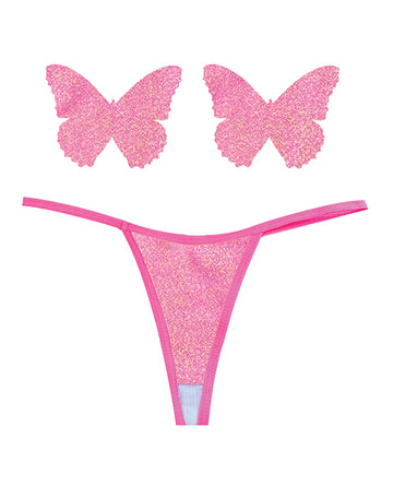 Neva Nude GST-BER-NK Bella Rosa Shimmer G-String & Pasties Set, Pink