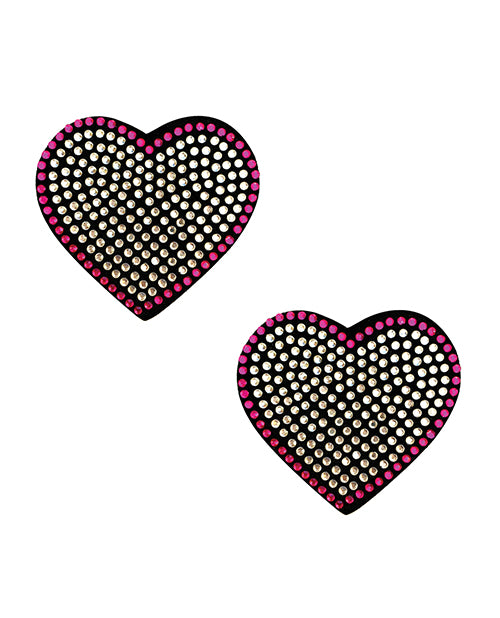 Neva Nude BN-HRT012 Burlesque Heart N' Soul Crystal Heart Pasties, Pink/Clear