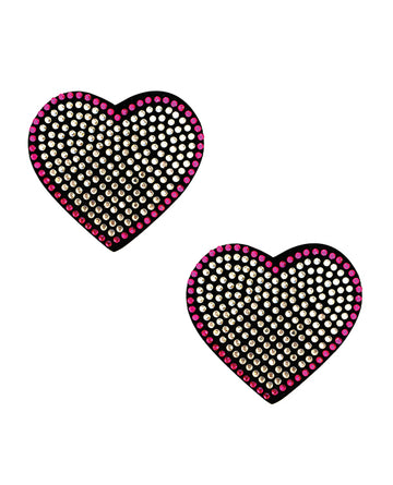 Neva Nude BN-HRT012 Burlesque Heart N' Soul Crystal Heart Pasties, Pink/Clear