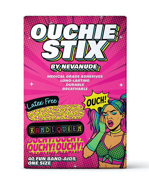 Neva Nude PLAS-FUN-02 Vibes Ouchie Stix Bandages, Pack of 40, Assorted Designs