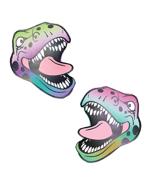 Neva Nude RBR-REX-NS Reflective Dinosaur Pasties, Rainbow