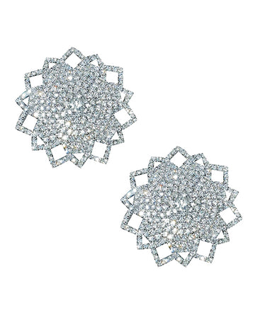Neva Nude Ice Crystal Jewel Reusable Silicone Nipple Pasties, Clear Snowflake
