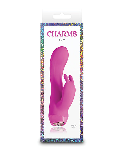 NS Novelties Charms Ivy Rabbit Vibrator, Rechargeable Magenta Silicone